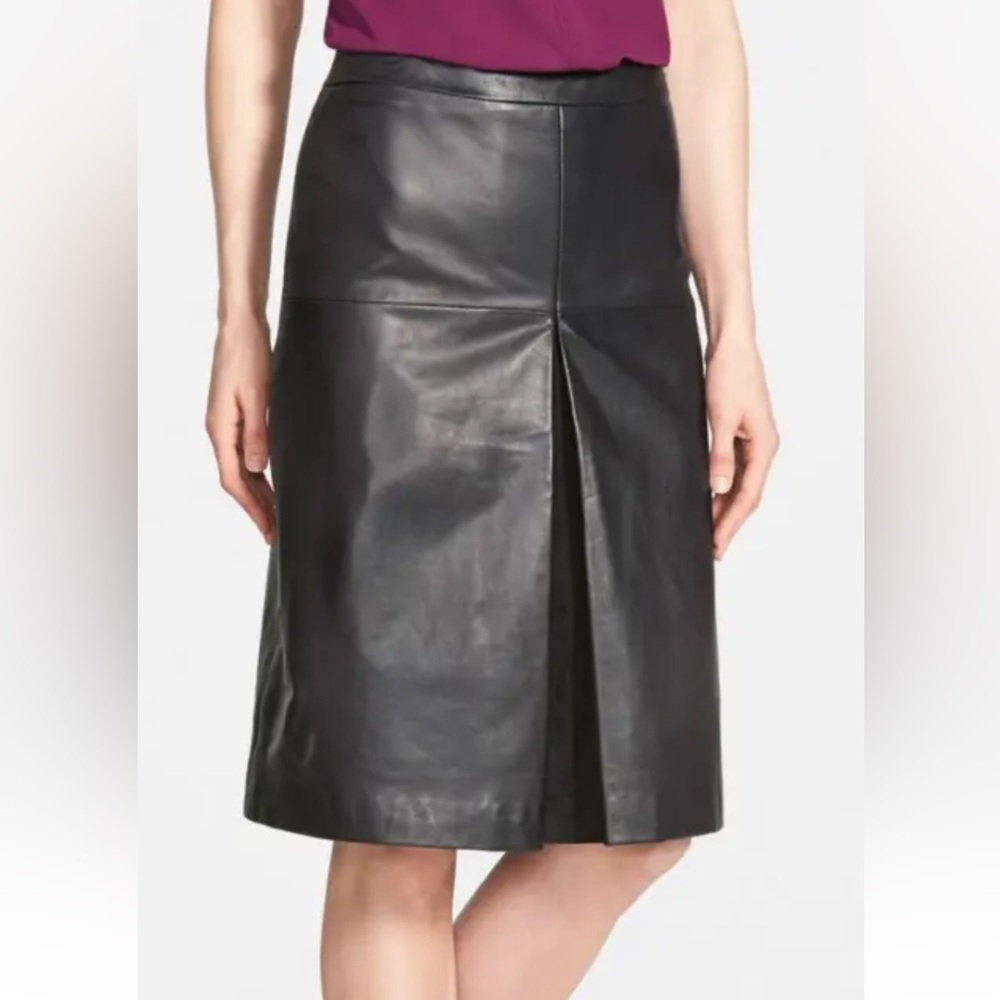 NWT Halogen Genuineā Leather & Suede A-Line Skirt Size 4